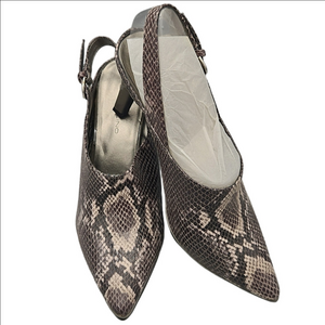 Bandolino Taupe Snakeskin Slingback Heels Size 8 NIB